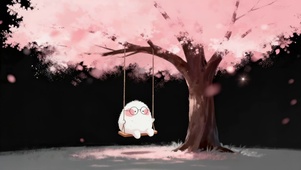 樱花树下荡秋千