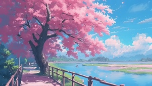 桥边樱树