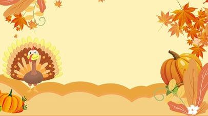 黄色卡通感恩节