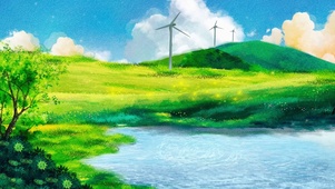 清新山水插画