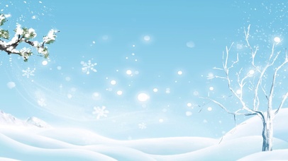 冬天雪地松柏蓝色清新冬天到了