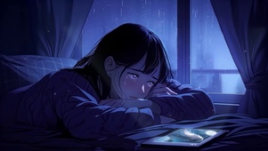 雨夜伤心的女孩
