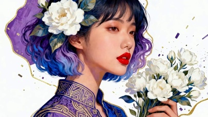拿着鲜花女孩