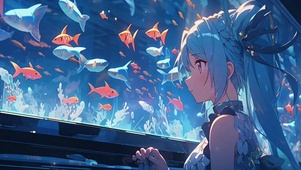 动漫女孩海洋馆