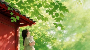 唯美绿荫下女孩