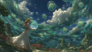 天空中梦中美少女可爱女神