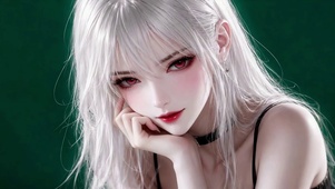 银发红瞳二次元清冷美少女