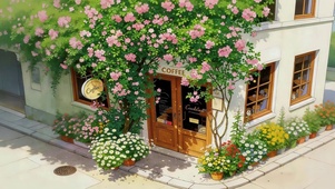 墙角鲜花咖啡屋
