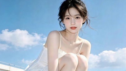 蓝天下白衣少女
