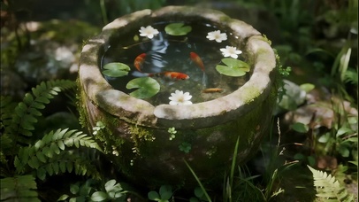 静谧绝美青苔古石潭