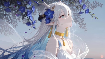 白发龙娘-蓝花夕阳