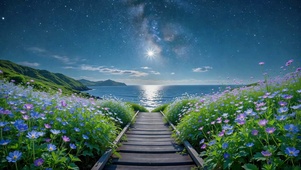 梦幻星空海岸花海步道