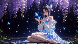 紫藤雨下蝴蝶忍