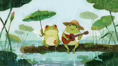 雨天弹吉他青蛙