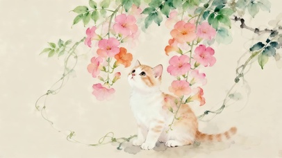 小清新鲜花猫咪