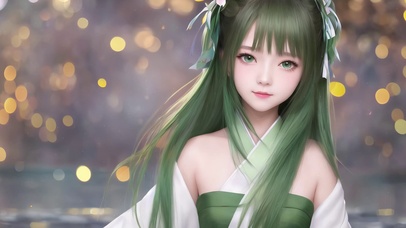 可爱清纯绿发女孩