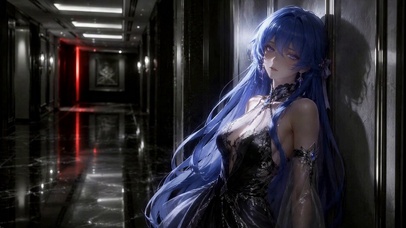 暗黑蓝发二次元美少女