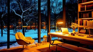 冬日玻璃墙的房间