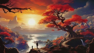 夕阳下独自归家的人