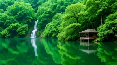 绿色护眼山水森林