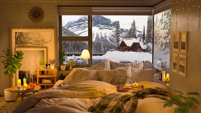 温馨的雪天卧室