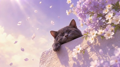 花间慵懒小猫