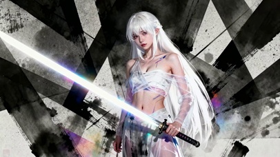 白发小蛮腰长剑纯欲科技水墨美人