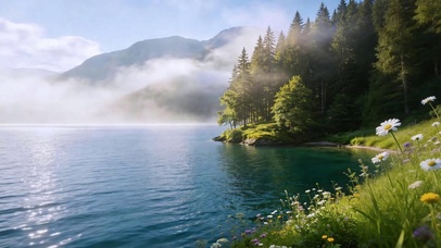 雾绕湖畔