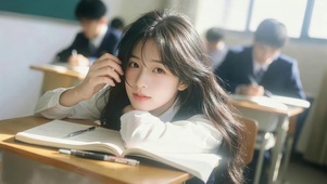 教室里可爱女孩