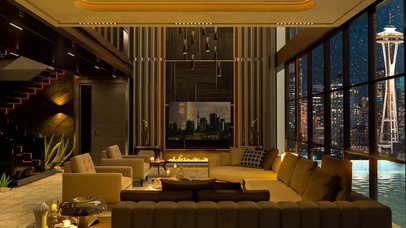 城市雪夜都市房间