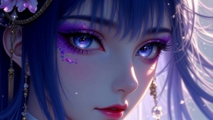 国风紫韵浓妆少女