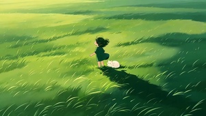 风吹草浪 放空的小女孩