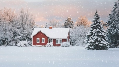 唯美的小屋雪景
