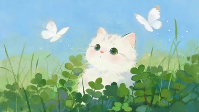 绿草丛中的猫咪