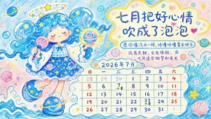 七月海洋主题日历壁纸