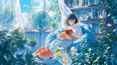 夏日书房女孩
