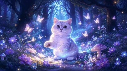  梦幻森林猫咪-无缝循环
