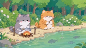 小猫钓鱼