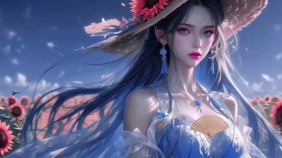 高冷花海草帽女神