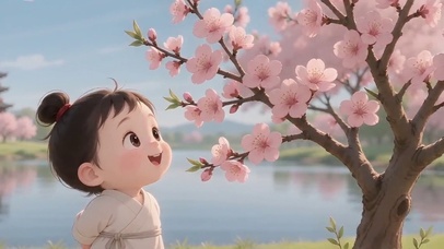 桃花飘落