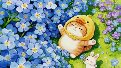 鲜花猫咪