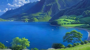 夜景树木海景带鱼屏