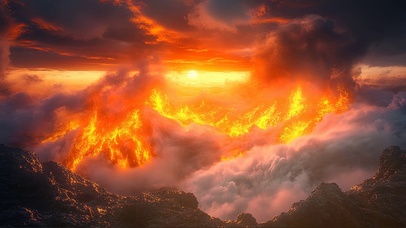 宏伟火山岛喷发奇观