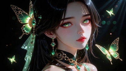 绿蝶古风美女壁纸