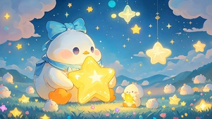 小清新鸭鸭抱星星