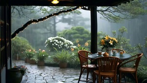 听雨喝茶是一种享受
