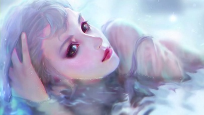 美丽的幻想女孩躺在水中