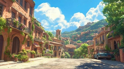 蓝天晴空欧洲古城风景