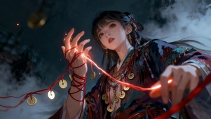 红绳命理的古风少女红绳月老女孩