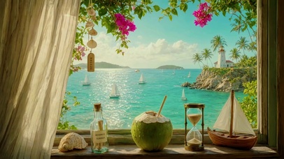 治愈海边窗景